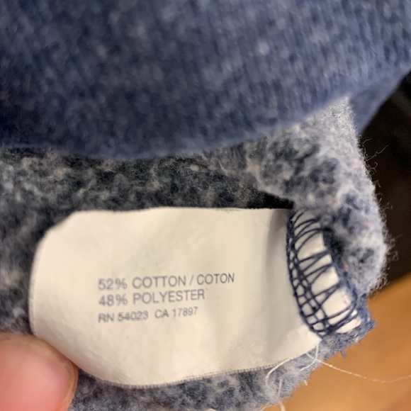 Gap Patch Logo 1/2 Button Hooded Sweatshirt, Heather Blue, size Large - Picture 5 of 5